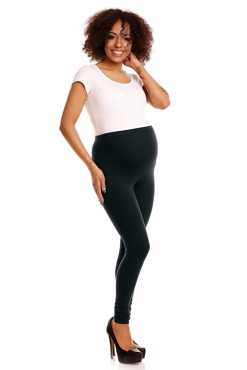 black - Maternity leggings model 84440 PeeKaBoo