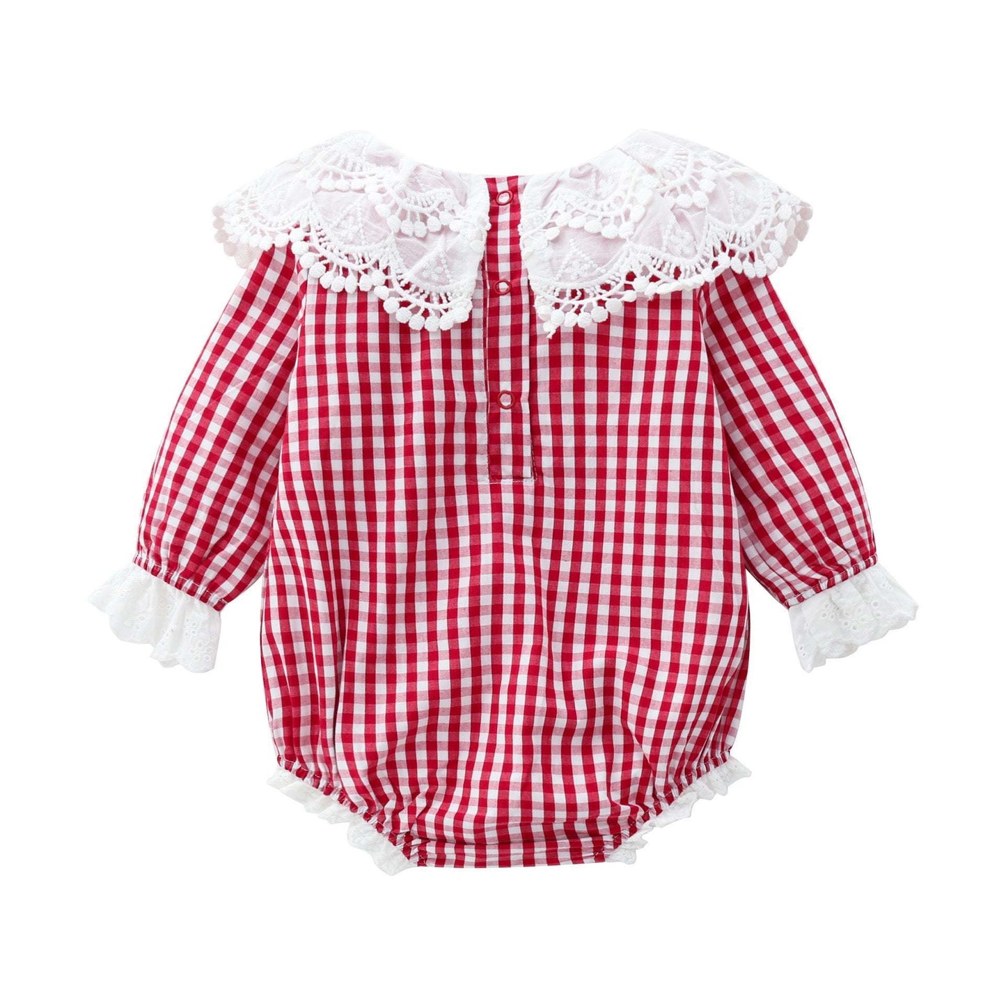 Baby Girl Layered Ruffle Neck Design Plaid Graphic Longsleeve & Short Sleeve Onesies