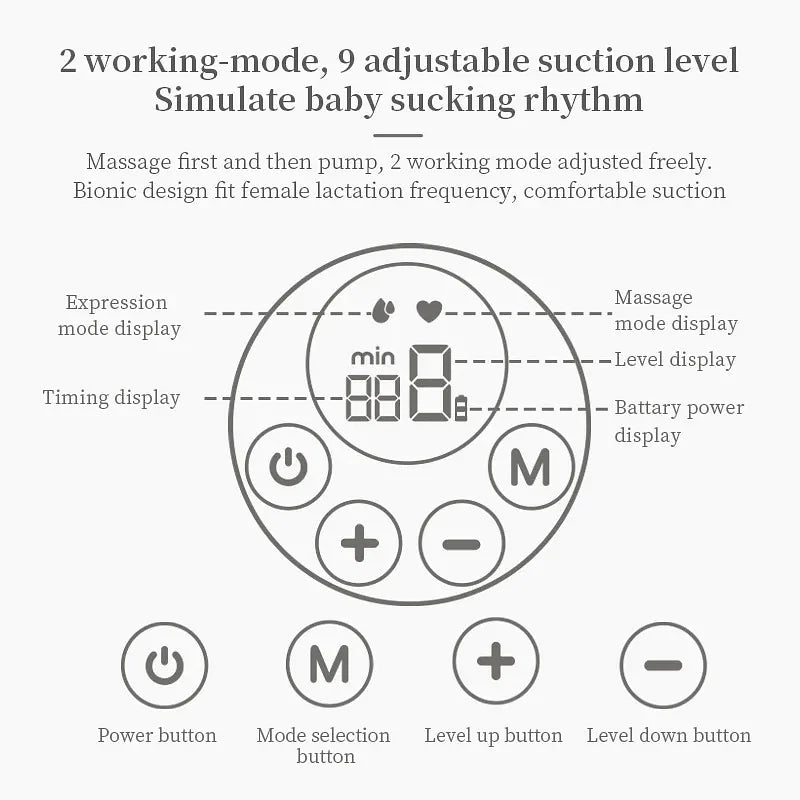 Color: Light Blue - S12 Portable Electric Breast Pump Silent Wearable Automatic Milker LED Display USB Rechargable Hands-Free Portable Milker NO BPA