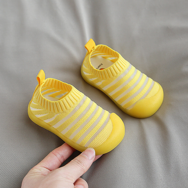 Color: Yellow, Size: 23 - Baby breathable net toddler shoes