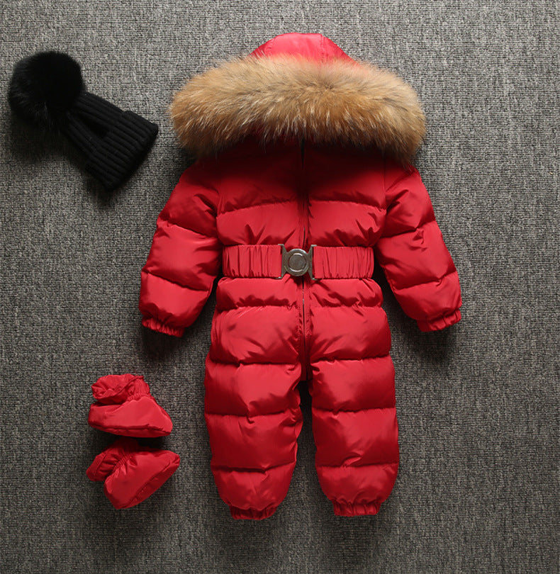 Color: Red, Size: 110cm - Siamese down jacket