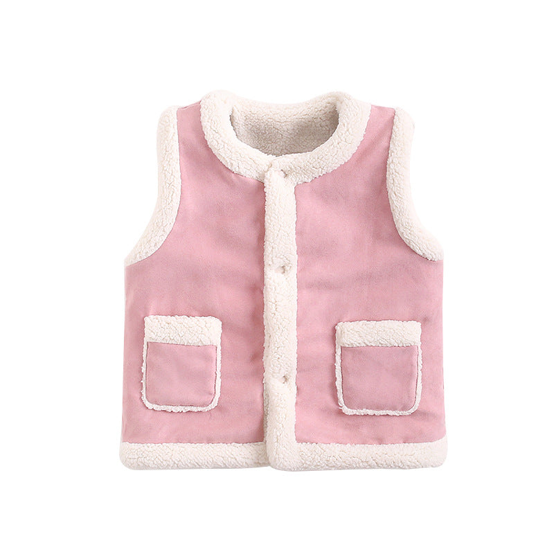 Color: Pink, Appropriate Height: 110cm - Children's down cotton vest
