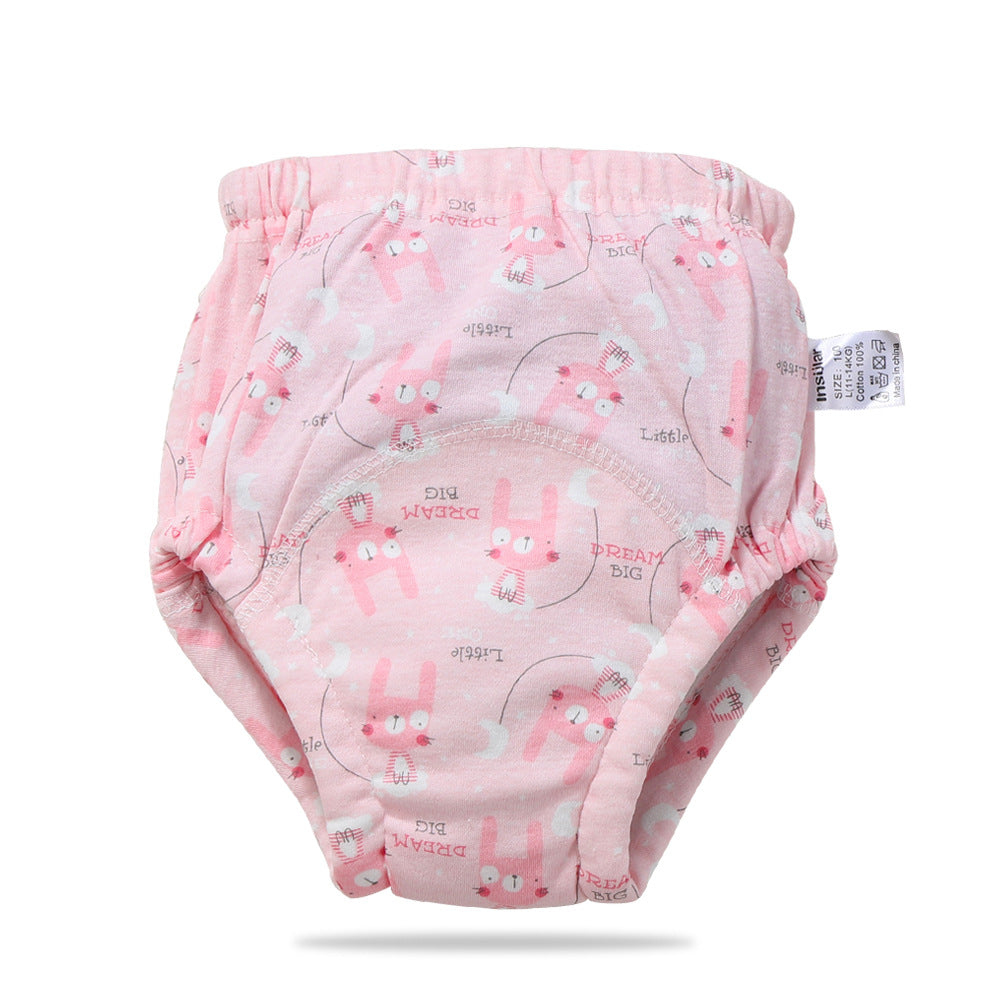 Color: Bunny, Size: 90 - Baby training learning pants baby gauze diaper pants