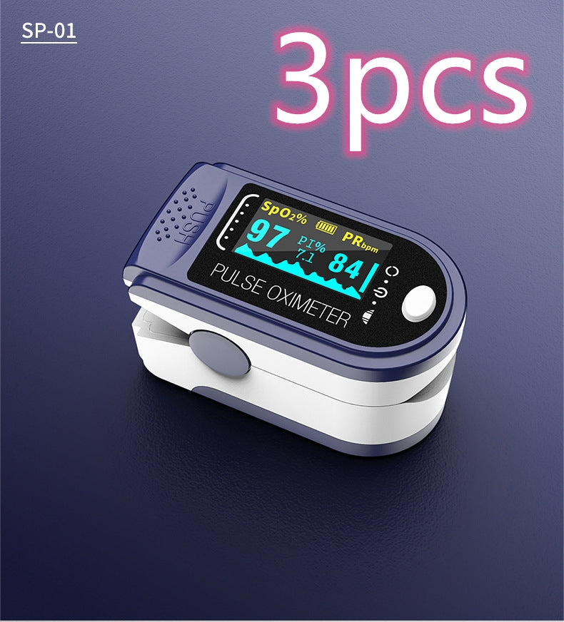 Color: Blue 3pcs - Portable Blood Oxygen Monitor Finger Pulse Oximeter
