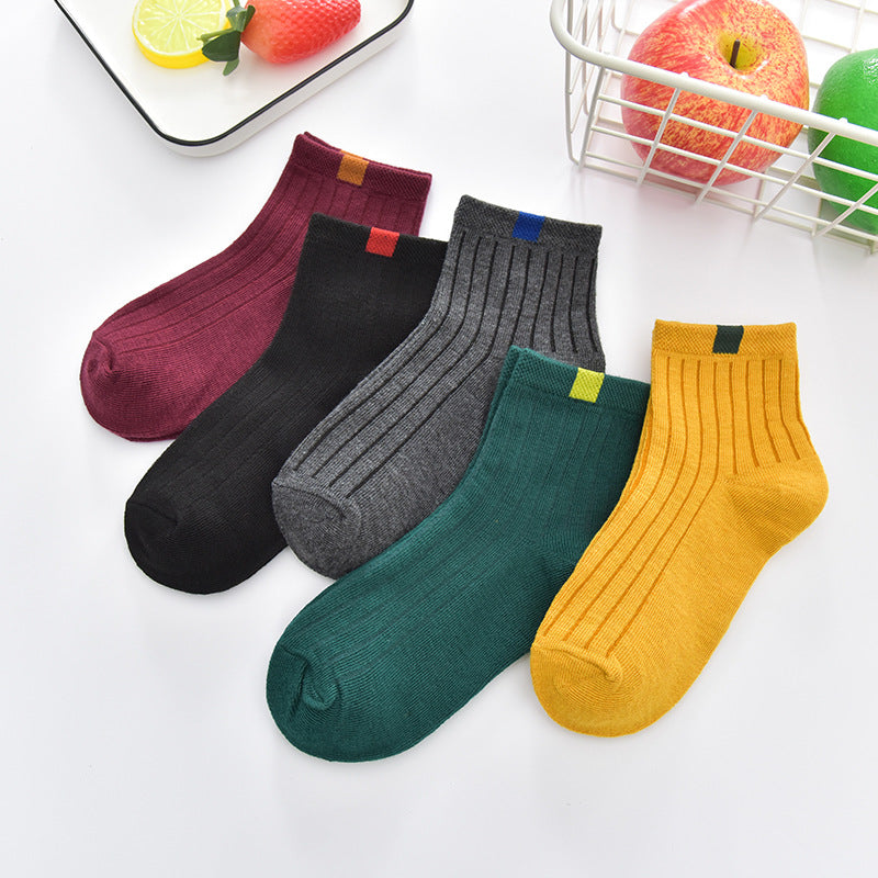 style: E, Size: M - Children's Tube Socks Cute Striped Baby Bear Floor Socks