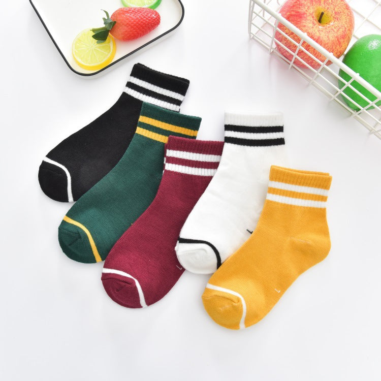 style: A, Size: S - Children's Tube Socks Cute Striped Baby Bear Floor Socks