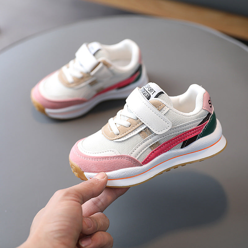 Size: 26, Color: Beige - Kids Mesh Breathable Sneakers Running Shoes