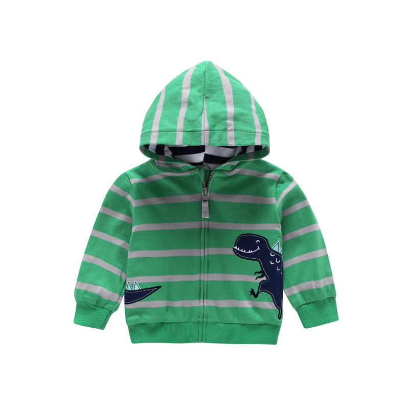 style: Green Dinosaur, Child size: 12M - 27Kid Toddlers Hoodies Boys Girls Spring Jacket Little Baby Infant Dinosuar Cartoon Hooded Kids Cute Boys Outwear Sweatshirt