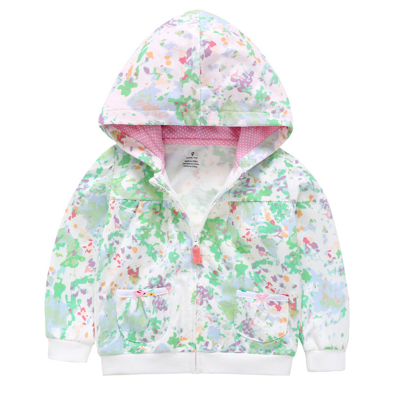 style: Green flower, Child size: 9M - 27Kid Toddlers Hoodies Boys Girls Spring Jacket Little Baby Infant Dinosuar Cartoon Hooded Kids Cute Boys Outwear Sweatshirt