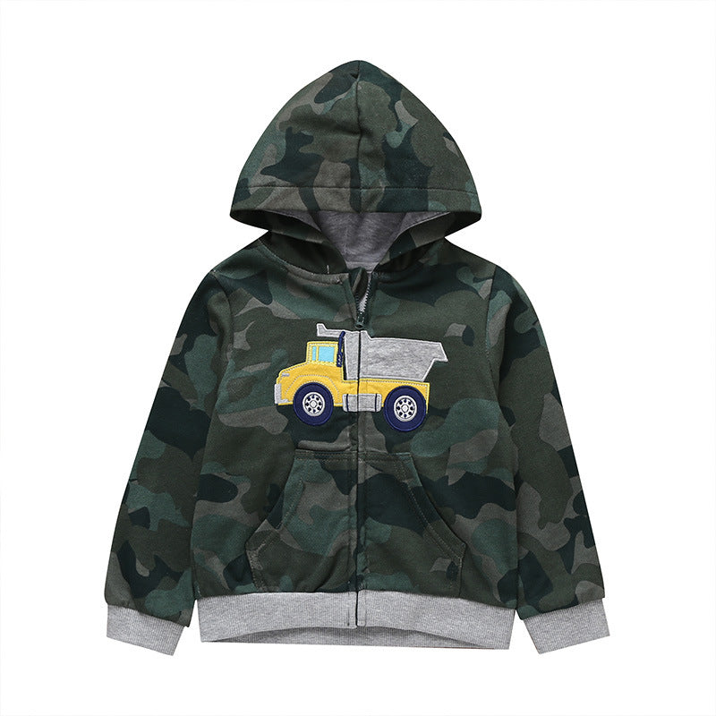 style: Green truck, Child size: 9M - 27Kid Toddlers Hoodies Boys Girls Spring Jacket Little Baby Infant Dinosuar Cartoon Hooded Kids Cute Boys Outwear Sweatshirt