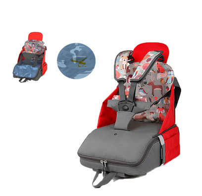 Baby dining chair bag portable children's dining chair portable home out safety seat bag car dual-use - Color: Red