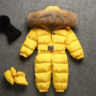 Color: A Yellow, Size: 90cm - Siamese down jacket