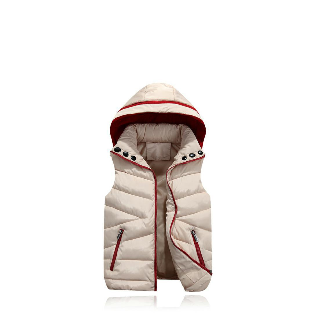 Color: Khaki, Size: XL - Autumn And Winter Children's Down Cotton Vest