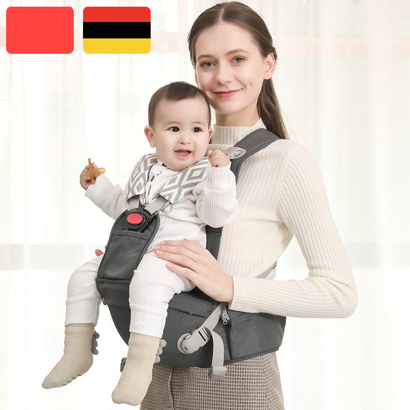 Color: Charcoal grey star grid - Multifunctional Stool Waist Support, Waist Protection And Baby Holding Artifact