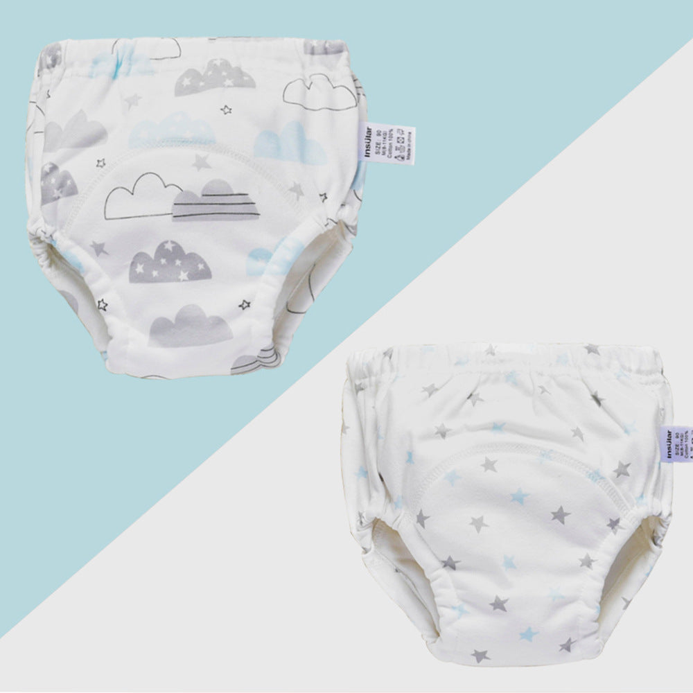 Color: Clouds, Size: 90 - Baby training learning pants baby gauze diaper pants