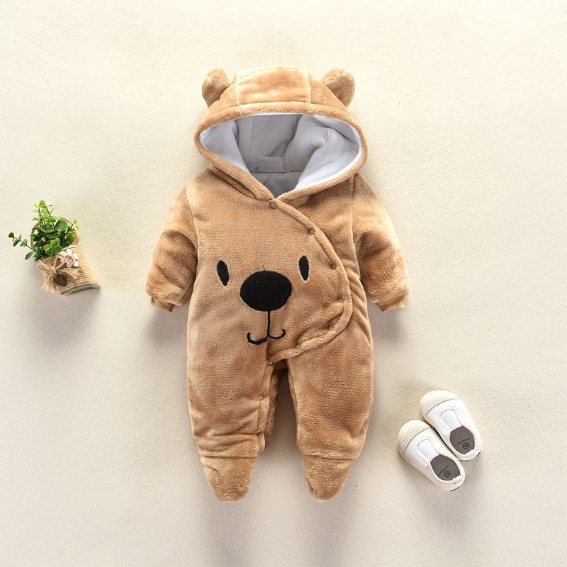 Color: Browna, Size: 12m - Autumn and winter newborn climbing suit