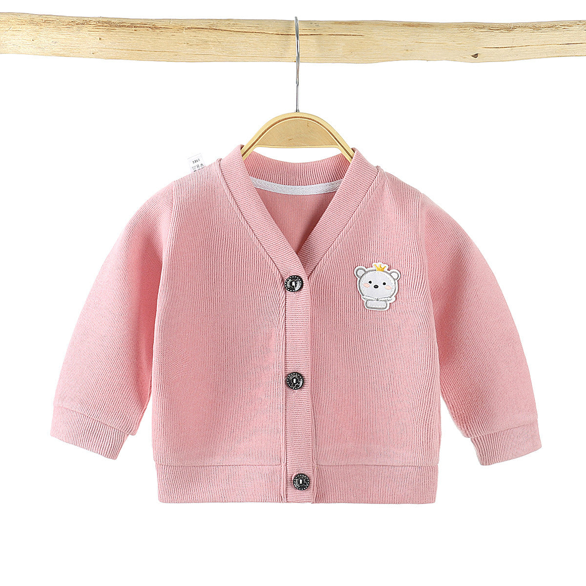 Color: Pink, Size: 100cm - Baby Knitwear Cardigan Jacket Infant Clothing Girls