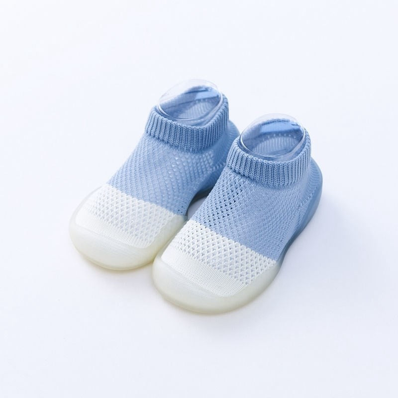 Color: Blue, Child size: 22to23 - Fashion And Simple Children's Non-slip Soft Sole Socks Shoes
