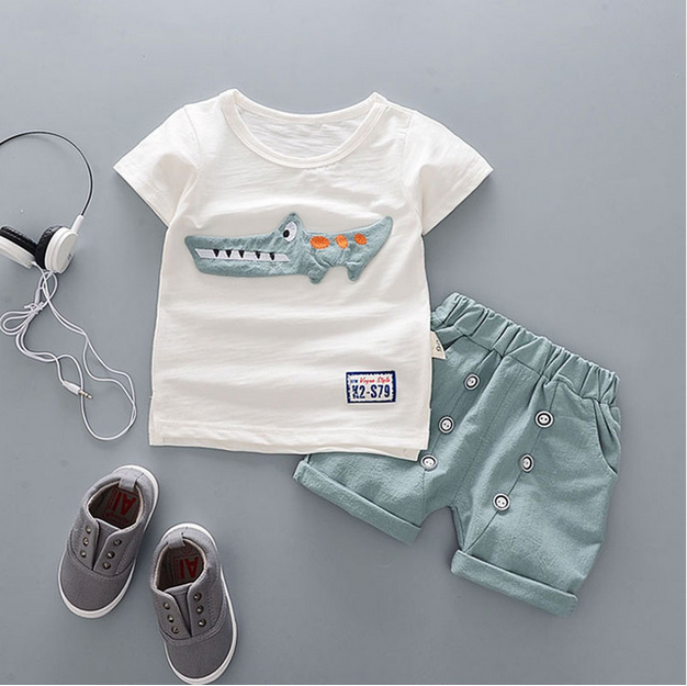 Color: Blue crocodile, Size: 120cm - 2021 summer baby boys outfits sports