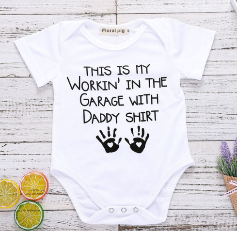 Color: White3, Size: 90cm - 2021 Newborn Baby Clothes Funny 1st Birthday Daddy Letter White Short Sleeve Baby Bodysuits Tiny Cotton Baby Clothes Onesie (China)