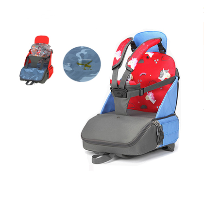 Baby dining chair bag portable children's dining chair portable home out safety seat bag car dual-use - Color: Blue 2style
