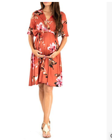 Printed pleated skirt for pregnant women