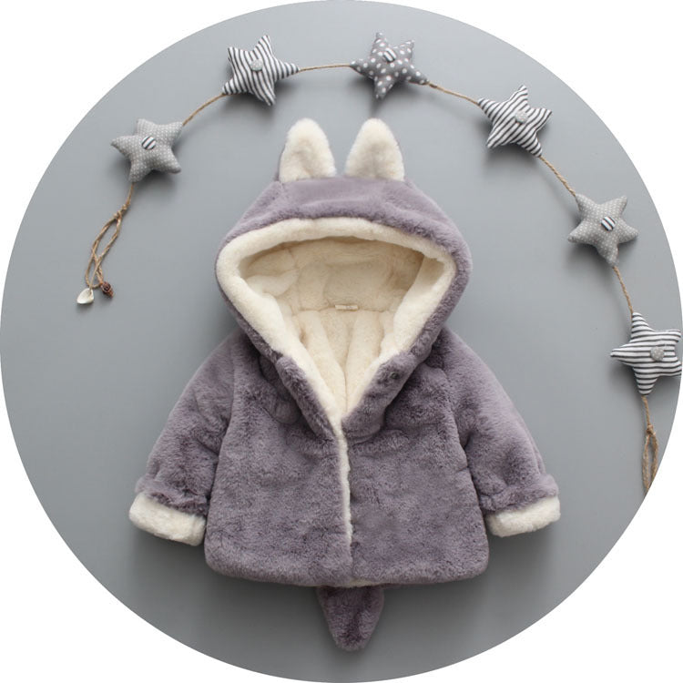 2021 autumn and winter new children's wear plus velvet thickening children's jacket small rabbit hair Korean version of the sweater one generation