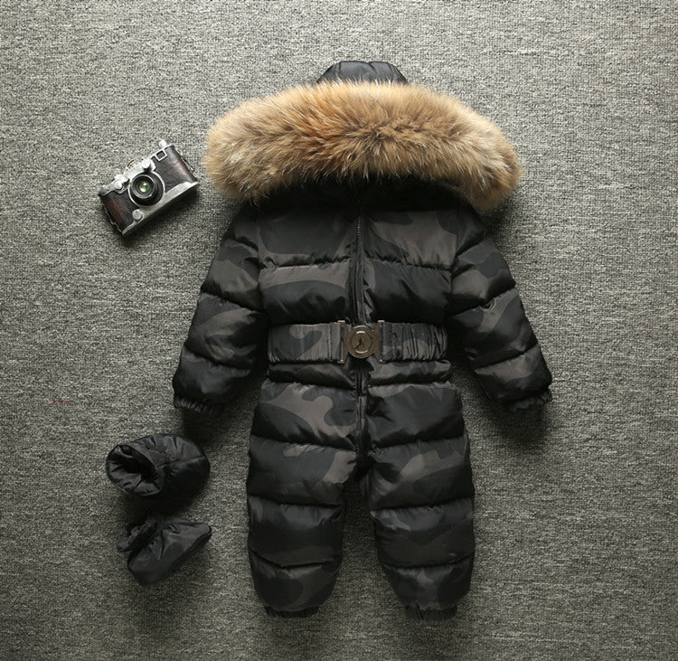 Color: Camouflage, Size: 120cm - Siamese down jacket