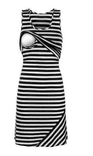 Striped dress breastfeeding skirt