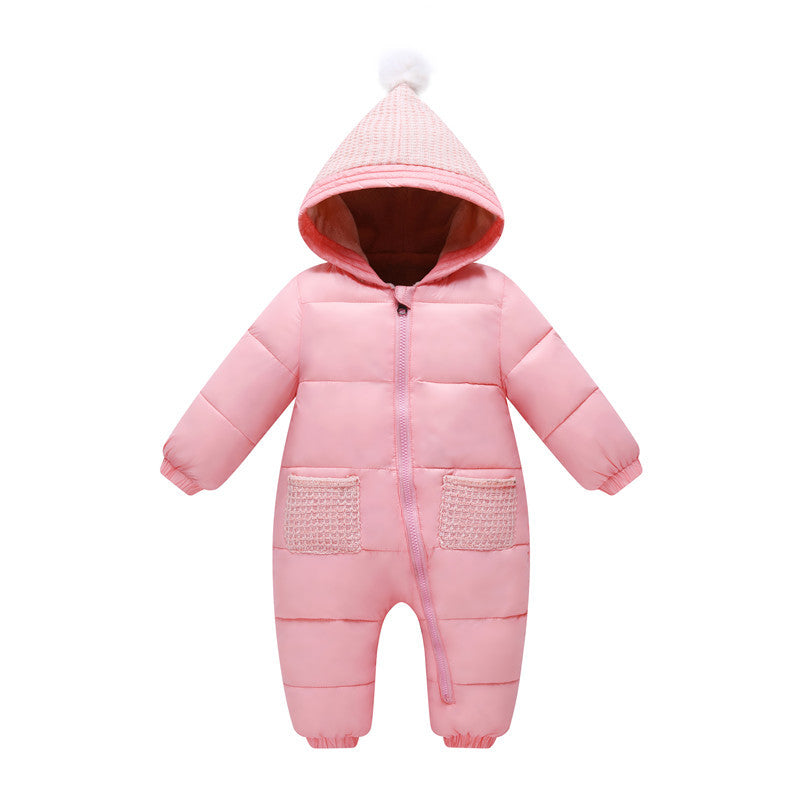 2021 winter new baby clothes and hair thick warm children Cotton Hooded men and women clothing baby climbing