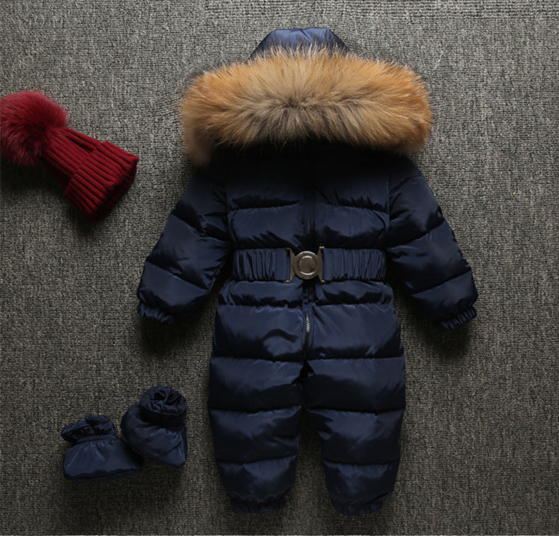 Color: Navy, Size: 100cm - Siamese down jacket