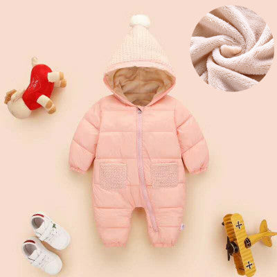 2021 winter new baby clothes and hair thick warm children Cotton Hooded men and women clothing baby climbing