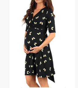 Printed pleated skirt for pregnant women