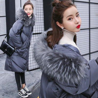 Color: Black, Size: XXL - Maternity wear pregnant women coat winter large size coat tide mom fur collar long hooded jacket