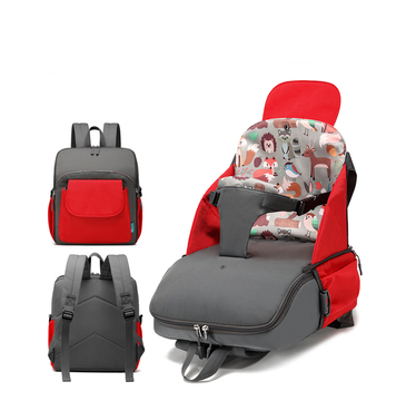 Baby dining chair bag portable children's dining chair portable home out safety seat bag car dual-use - Color: Red 2style