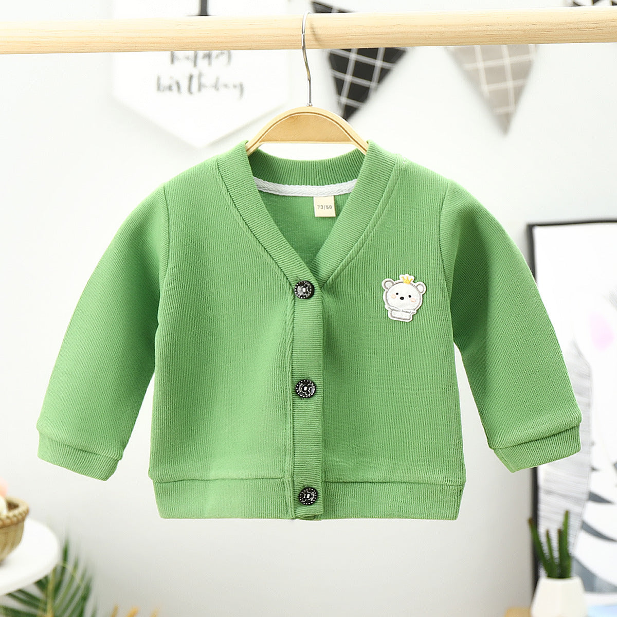 Color: Green, Size: 110cm - Baby Knitwear Cardigan Jacket Infant Clothing Girls