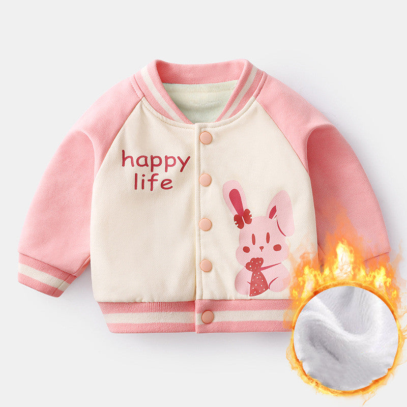 Baby Autumn And Winter Plus Velvet Padded Cardigan