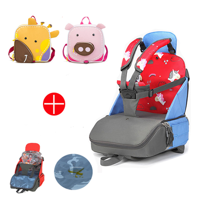 Baby dining chair bag portable children's dining chair portable home out safety seat bag car dual-use - Color: Blue 1style