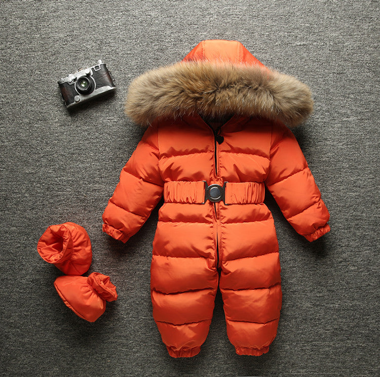 Color: Orange, Size: 90cm - Siamese down jacket