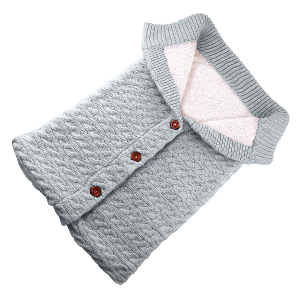 Color: Gray - Baby Thickened Plus Velvet Warm Sleeping Bag