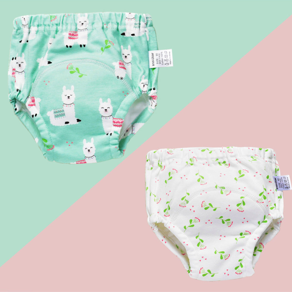 Color: Alpaca, Size: 90 - Baby training learning pants baby gauze diaper pants