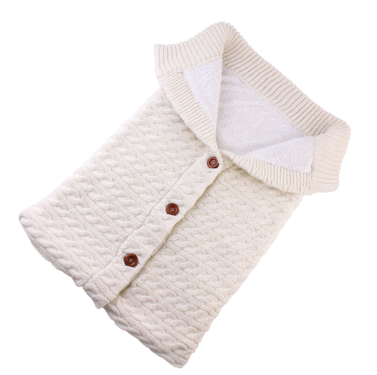 Color: White - Baby Thickened Plus Velvet Warm Sleeping Bag