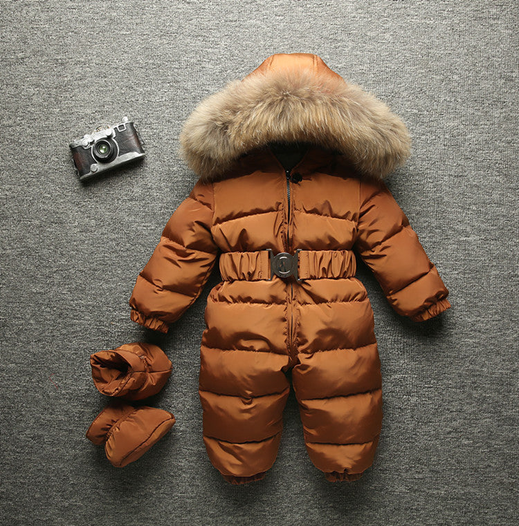 Color: Caramel, Size: 110cm - Siamese down jacket
