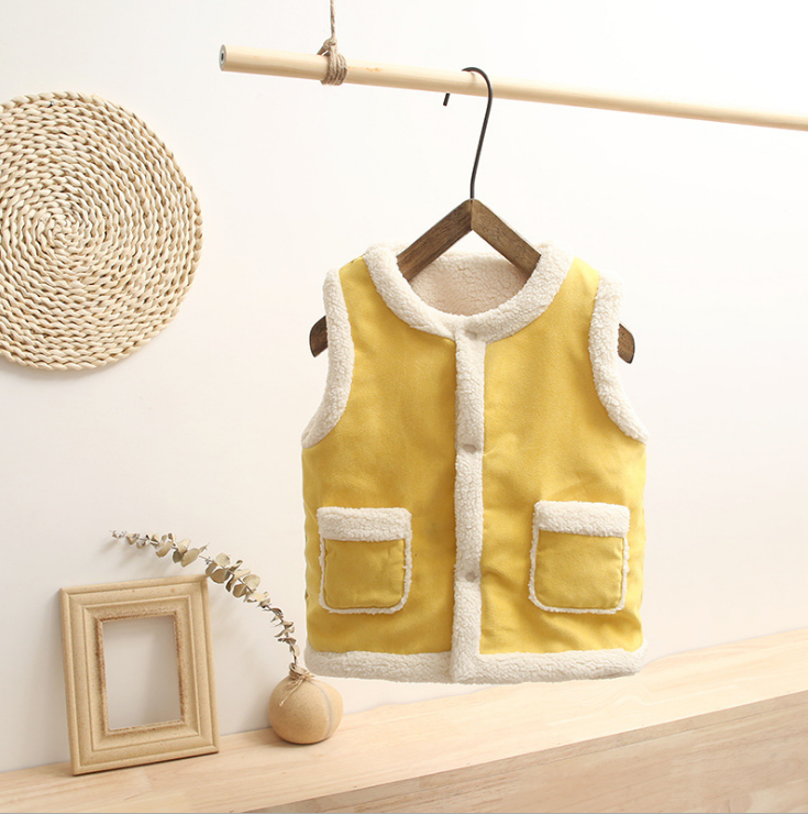 Color: yellow, Appropriate Height: 120cm - Children's down cotton vest
