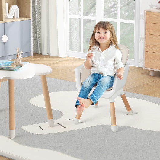 6-in-1 Convertible Baby High Chair with Adjustable Legs-Beige - Color: Beige