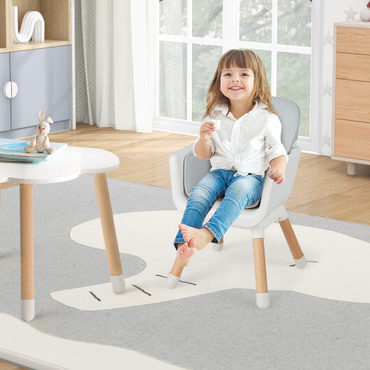 6-in-1 Convertible Baby High Chair with Adjustable Legs-Gray - Color: Gray
