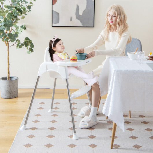 4-in-1 Convertible Baby High Chair with Removable Double Tray-White - Color: White