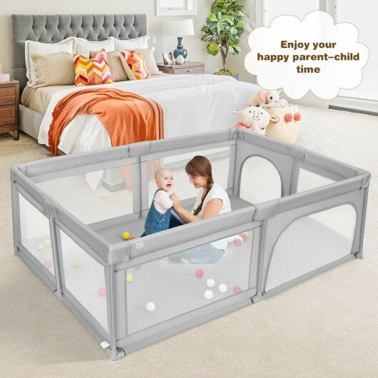 Extra-Large Safety Baby Fence with 50 Ocean Balls-Gray - Color: Gray