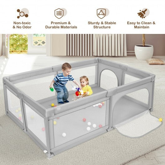 Extra-Large Safety Baby Fence with 50 Ocean Balls-Gray - Color: Gray