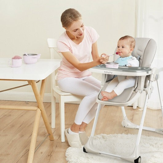 Baby Convertible High Chair with Wheels-Gray - Color: Gray